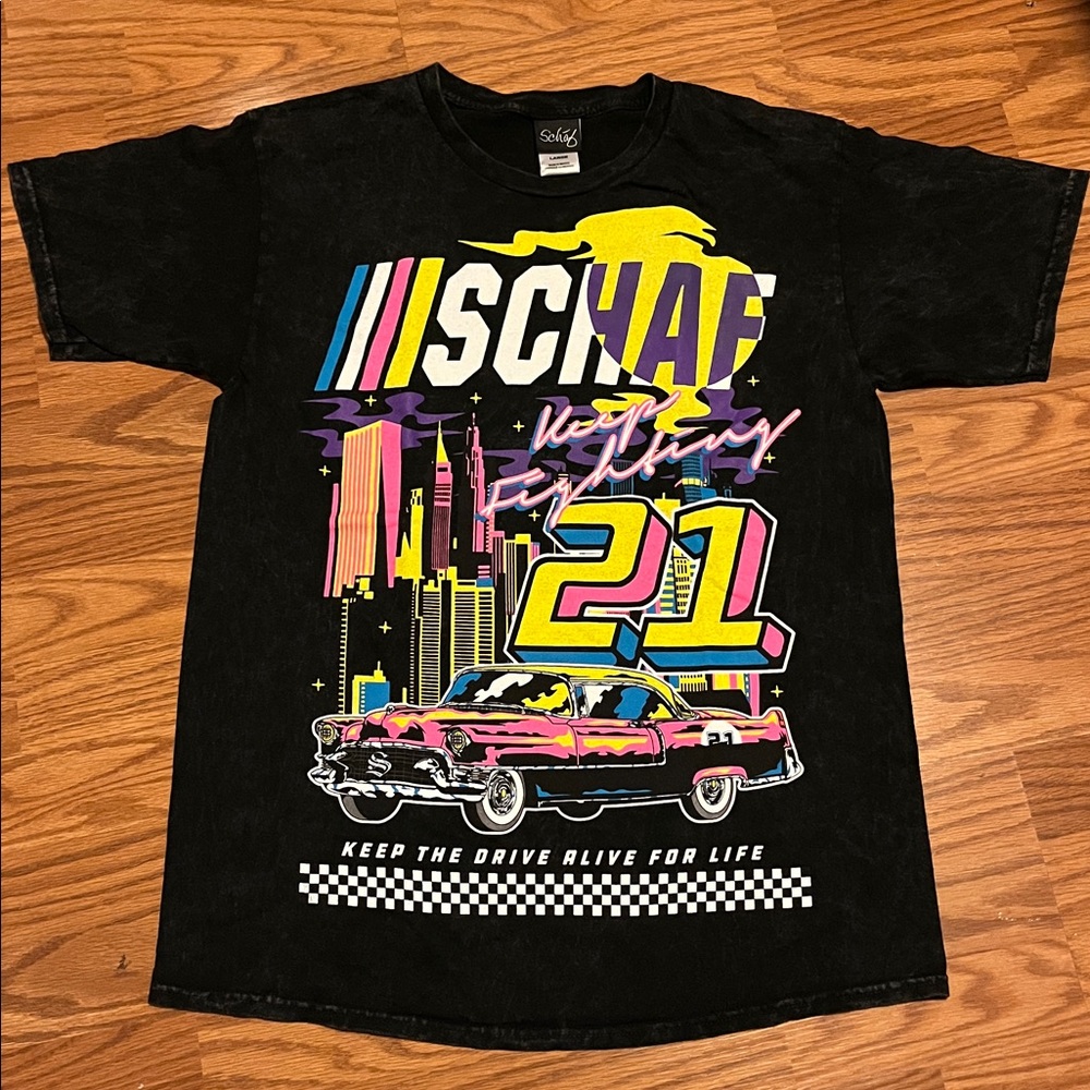 Schaf Keep The Drive Alive Black Wash T-Shirt mens Large short sleeve NWOT